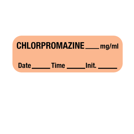 NEVS Label, Chlorpromazine 1/2" x 1-1/2" Salmon w/Black LANT-2222D